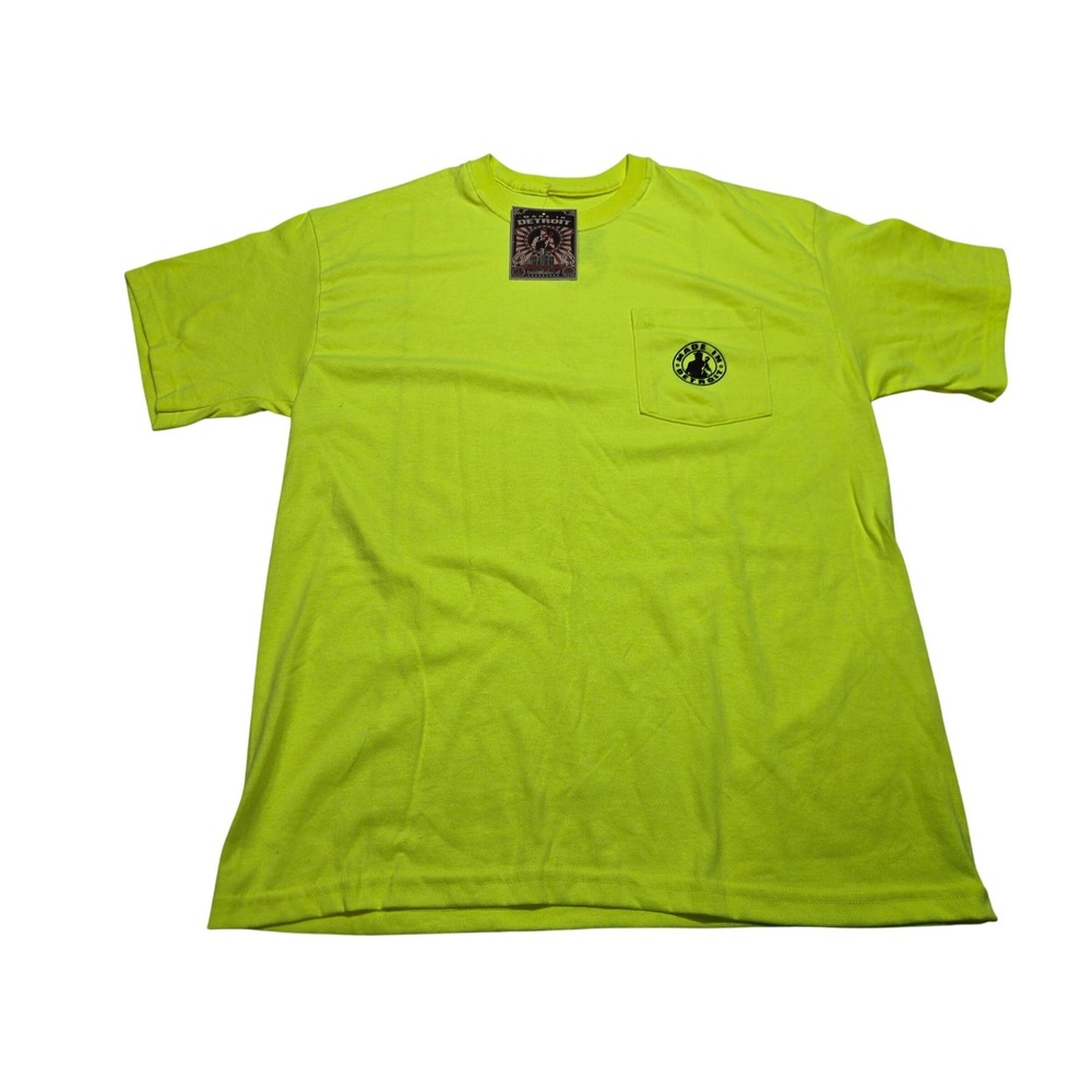 Made In Detroit Mens Pocket T-Shirt Neon‎ Graphic Tee Anvil Large L NWT